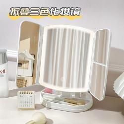 家用台式可折叠化妆镜led灯仙女公主镜子便携带抽屉美妆梳妆镜